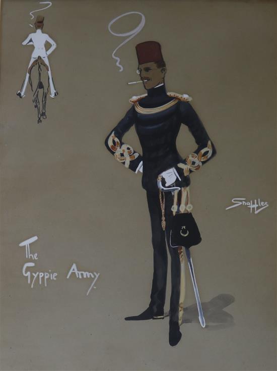 Charles Johnson Payne (1884-1967), Snaffles , gouache and watercolour, The Gyppie Army, signed 35 x 25cm